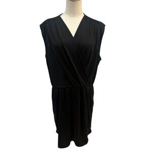 Rachel Roy Black Sleeveless Stretch Knit Faux Wrap Dress XL EUC